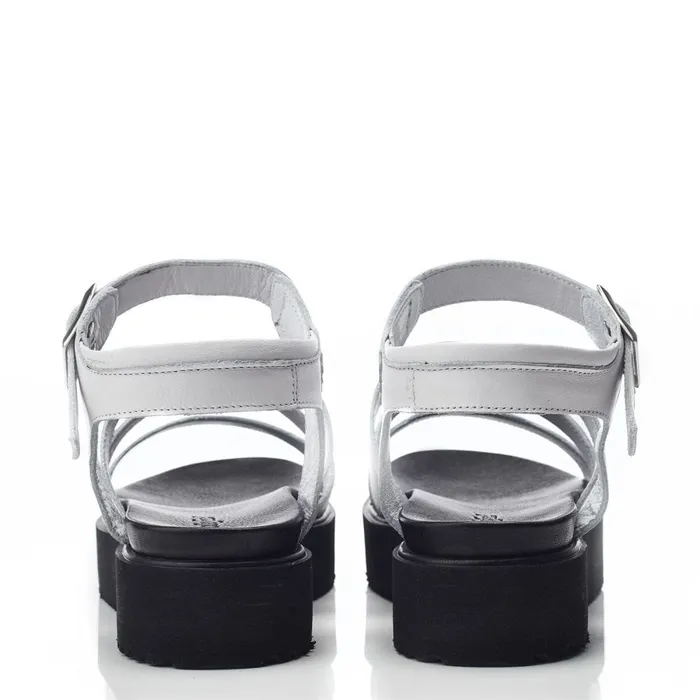 Moda In Pelle Bsoleful BRocker White Leather Women Flatform Sandals