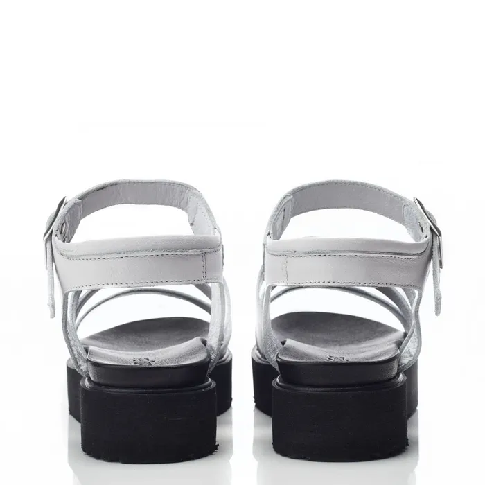Moda In Pelle Bsoleful BRocker White Leather Women Flatform Sandals