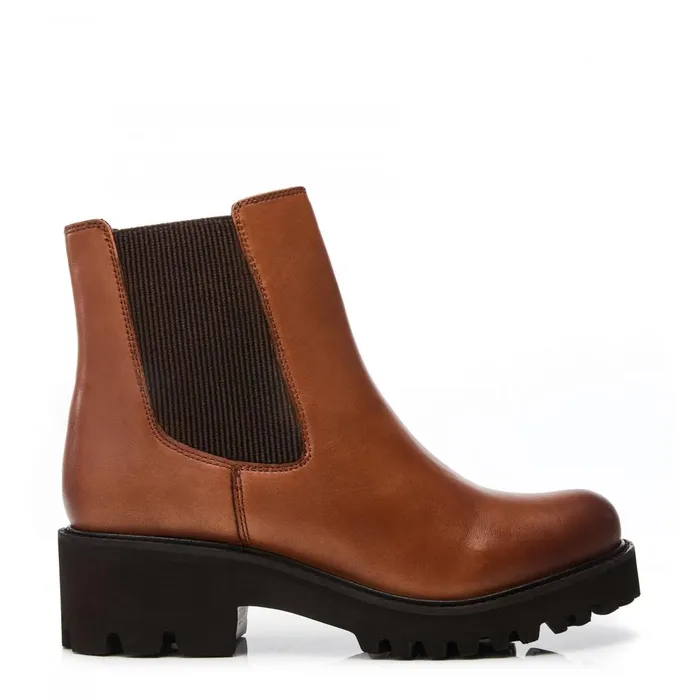Moda In Pelle Bsoleful BRylee Tan Leather Women Chunky Boots