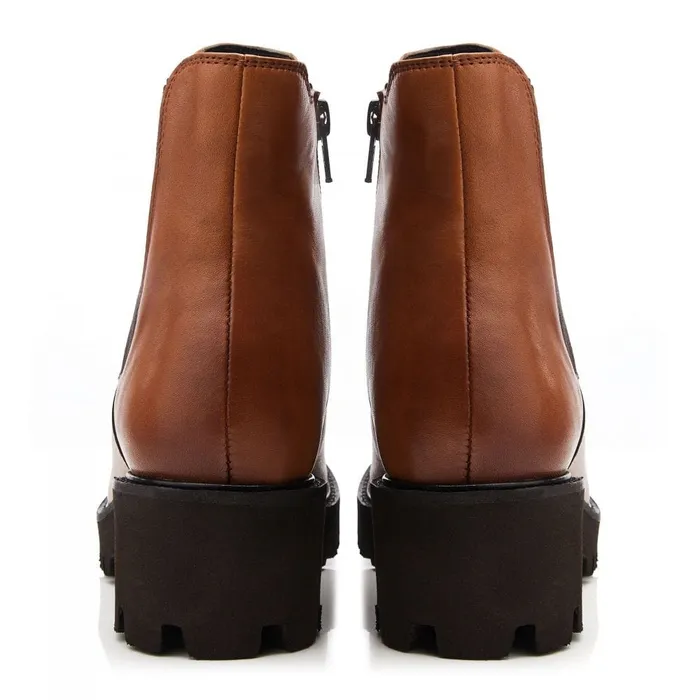 Moda In Pelle Bsoleful BRylee Tan Leather Women Chunky Boots