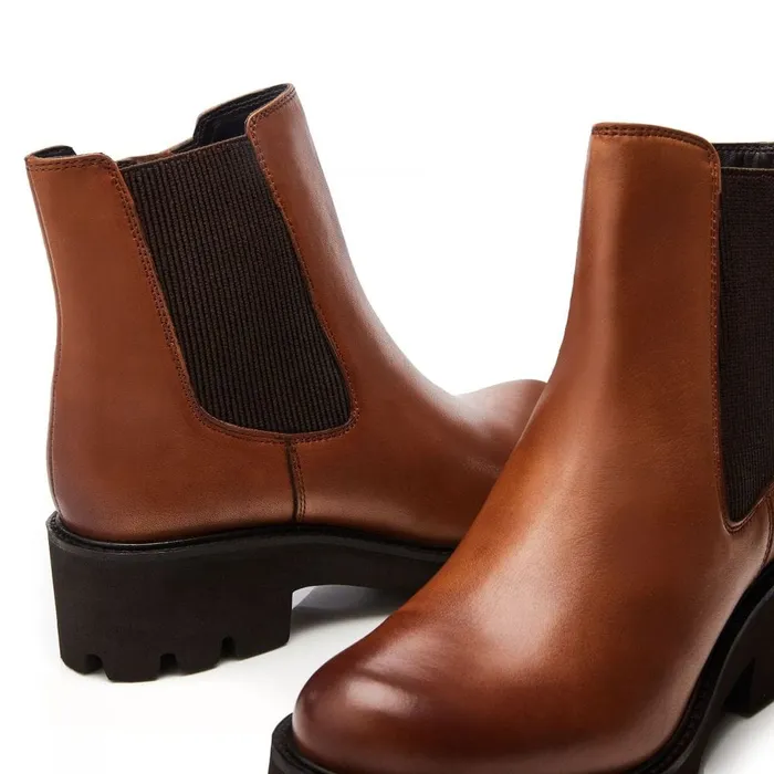 Moda In Pelle Bsoleful BRylee Tan Leather Women Chunky Boots