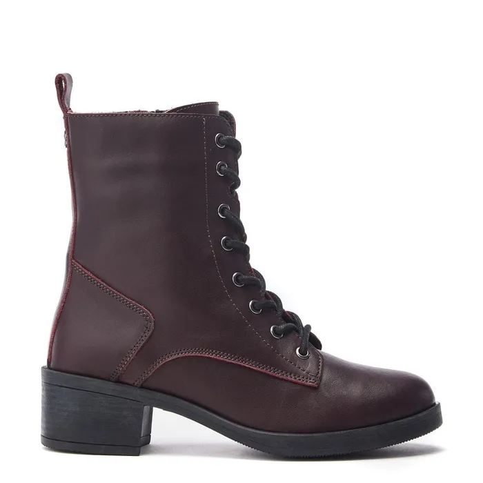 Moda In Pelle Calia Burgundy Leather Women Heeled And Wedge Boots