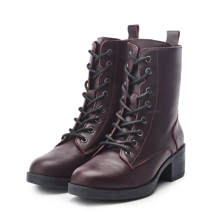 Moda In Pelle Calia Burgundy Leather Women Heeled And Wedge Boots