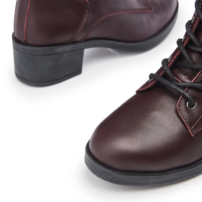 Moda In Pelle Calia Burgundy Leather Women Heeled And Wedge Boots