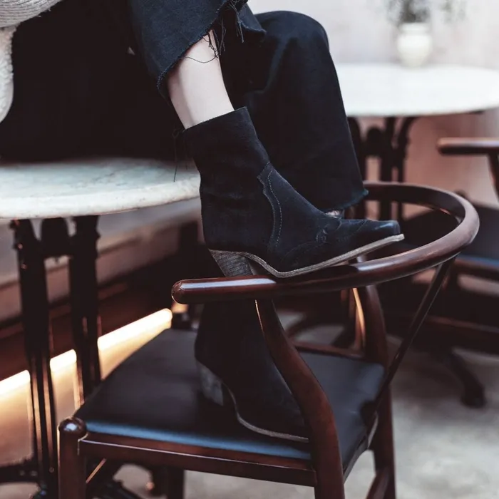 Moda In Pelle Carollina Black Suede Women Heeled And Wedge Boots