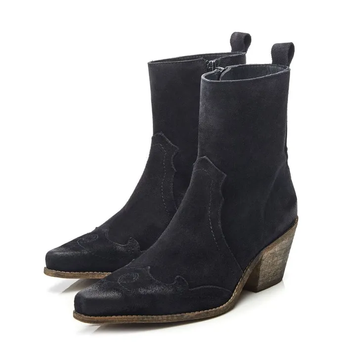 Moda In Pelle Carollina Black Suede Women Heeled And Wedge Boots