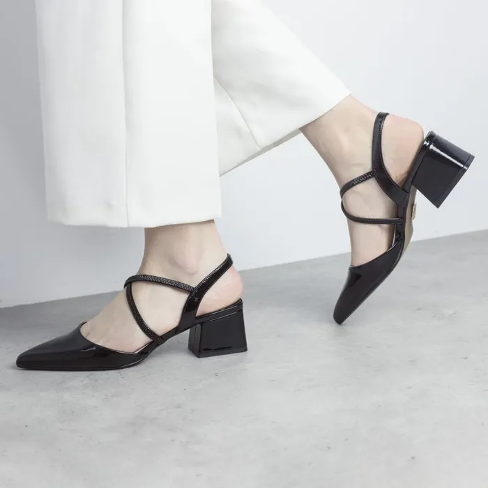 Moda In Pelle Caydence Black Leather Women Court Shoes