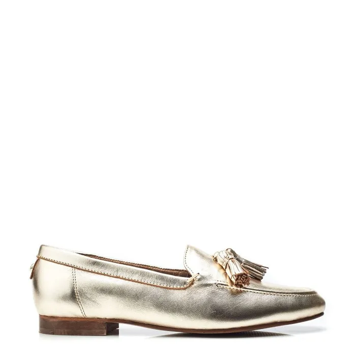 Moda In Pelle Ellmia Gold Leather Women Brogues And Loafers