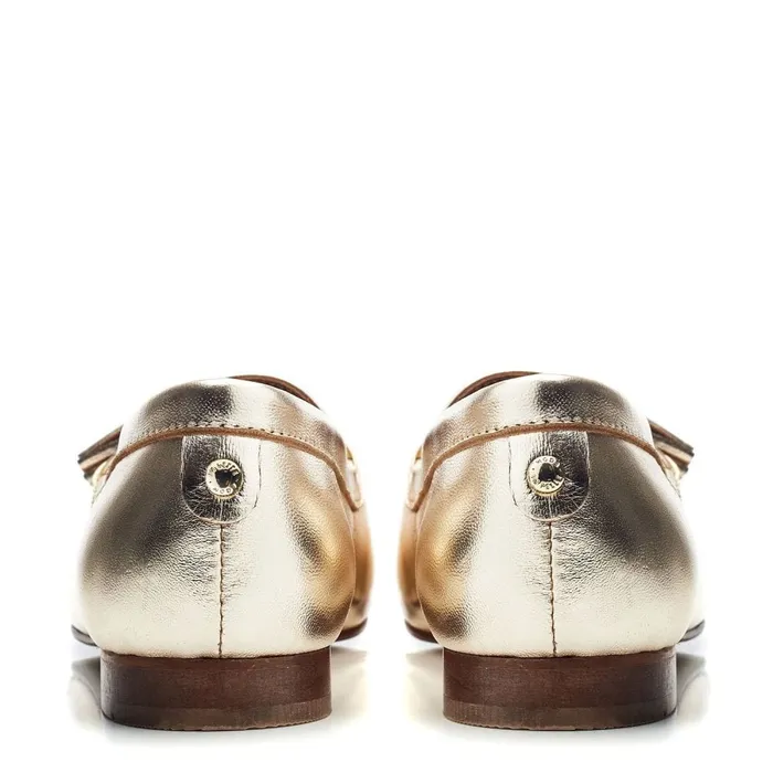 Moda In Pelle Ellmia Gold Leather Women Brogues And Loafers
