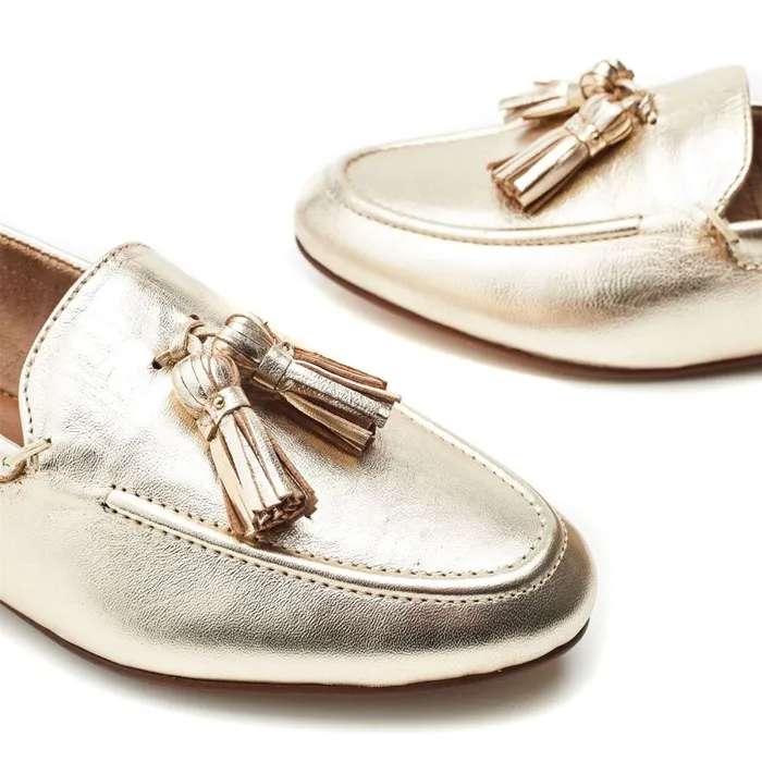 Moda In Pelle Ellmia Gold Leather Women Brogues And Loafers
