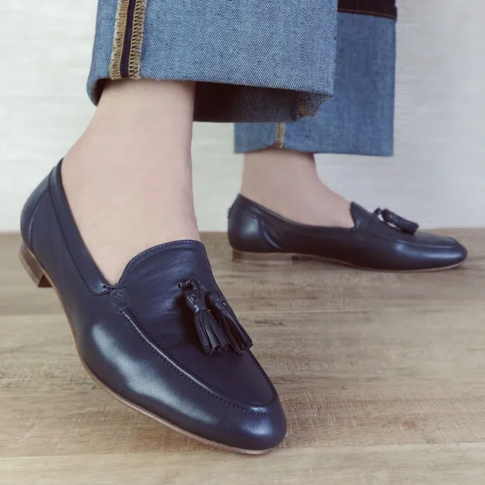 Moda In Pelle Ellmia Navy Leather Women Brogues And Loafers