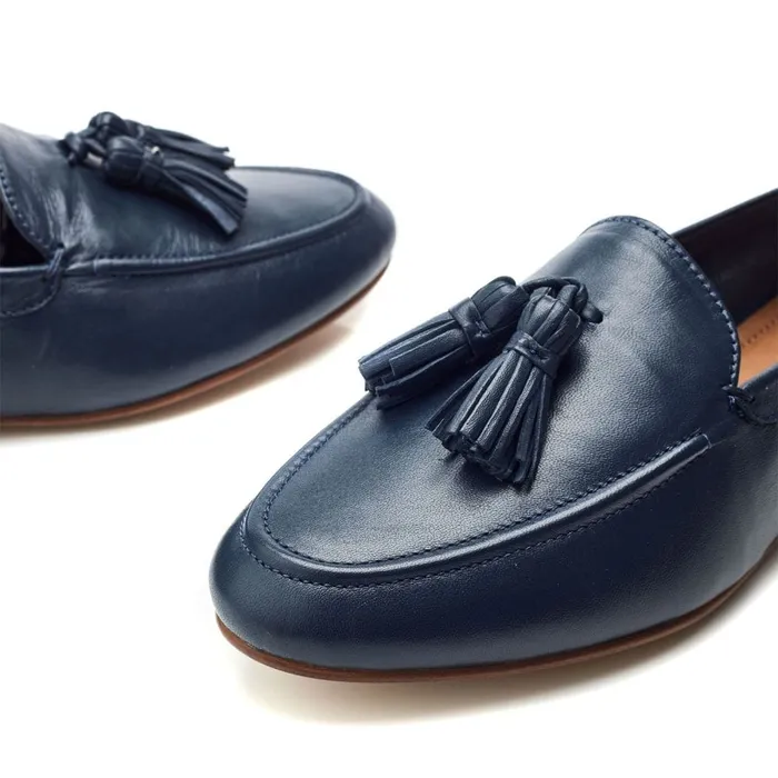 Moda In Pelle Ellmia Navy Leather Women Brogues And Loafers
