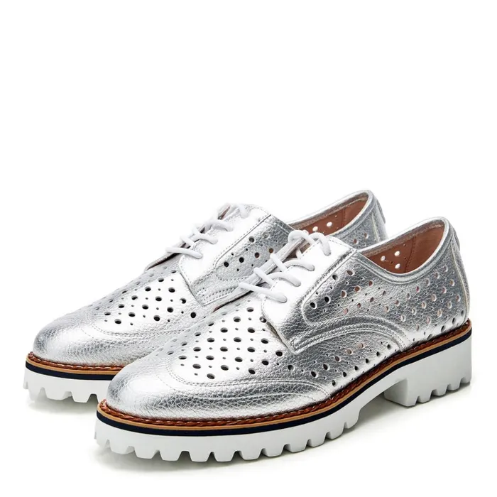 Moda In Pelle Eloni Silver Leather Women Casual Shoes