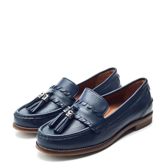 Moda In Pelle Espelette Navy Leather Women Brogues And Loafers