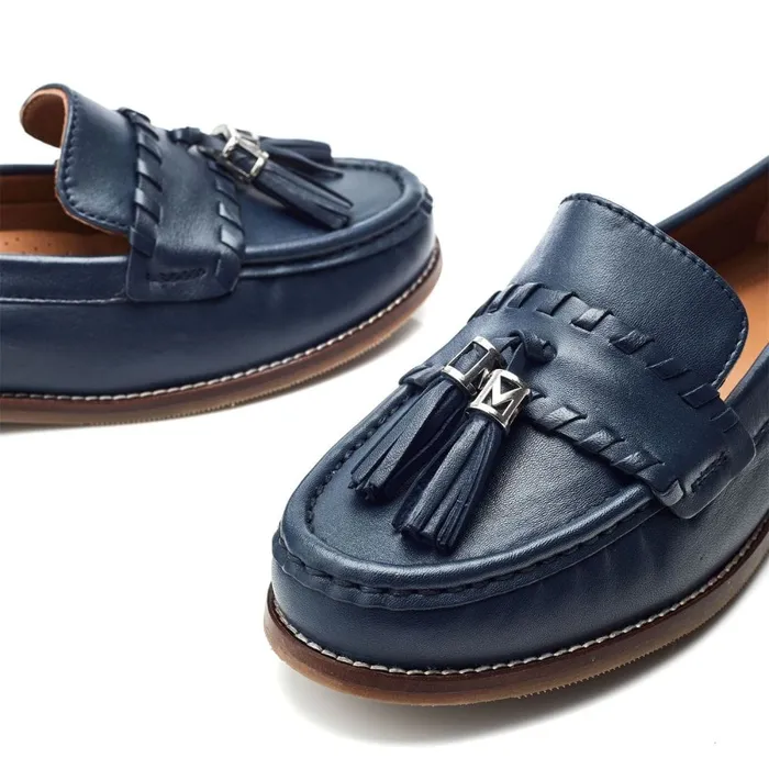 Moda In Pelle Espelette Navy Leather Women Brogues And Loafers
