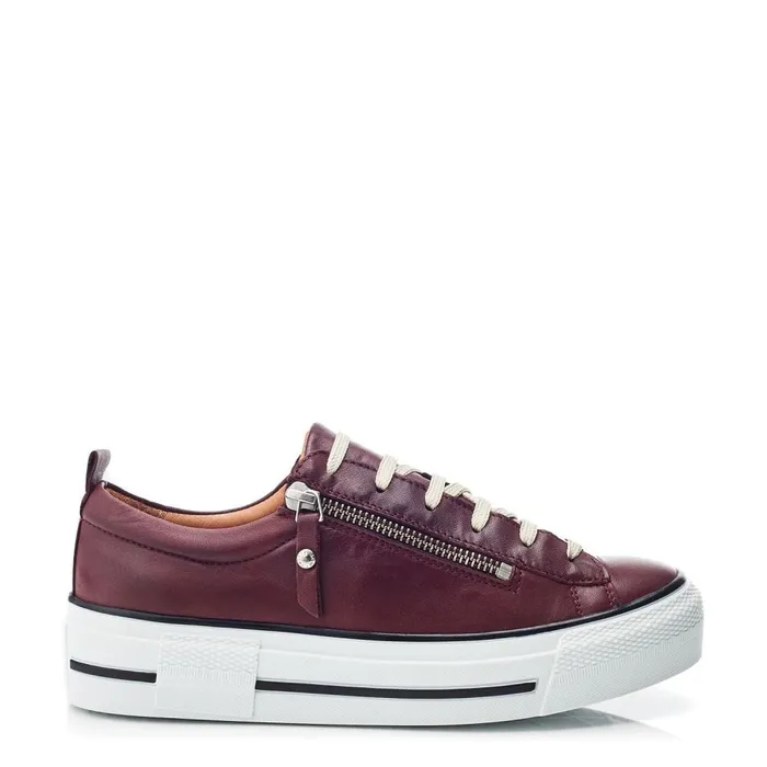 Moda In Pelle Filician Burgundy Leather Women Platform Trainers