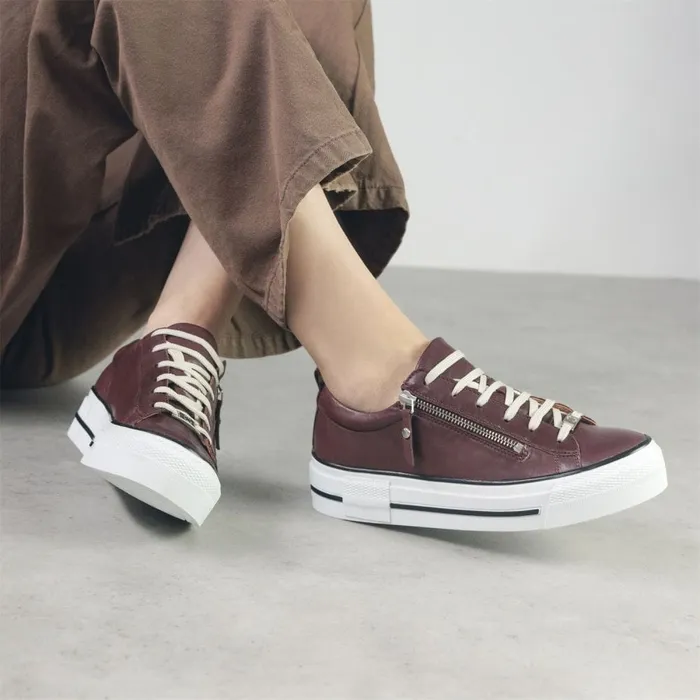 Moda In Pelle Filician Burgundy Leather Women Platform Trainers