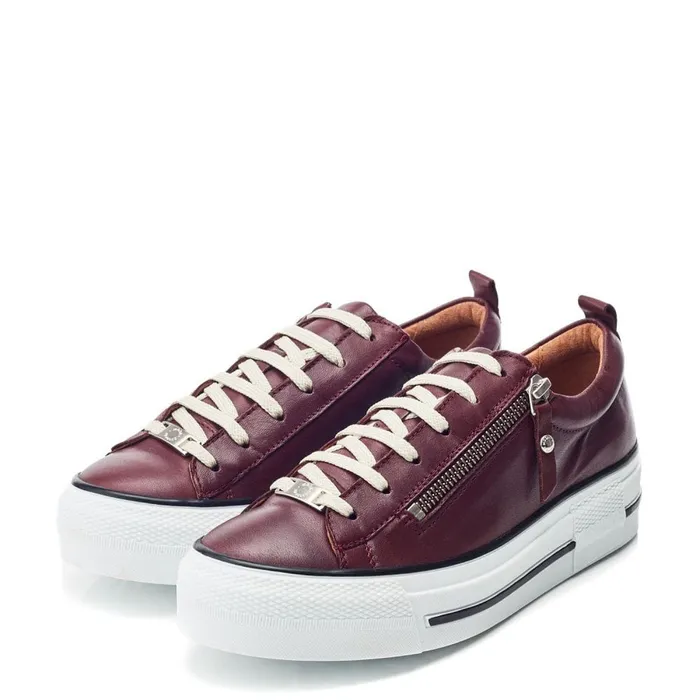 Moda In Pelle Filician Burgundy Leather Women Platform Trainers