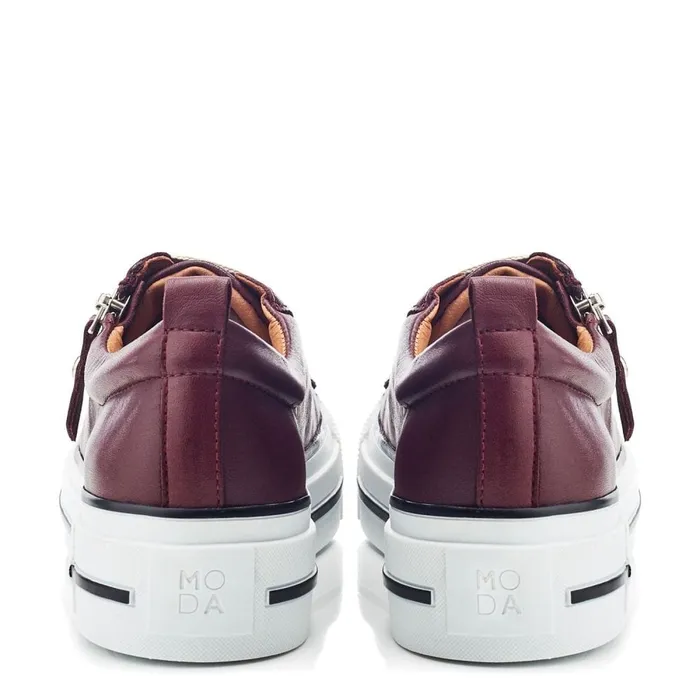 Moda In Pelle Filician Burgundy Leather Women Platform Trainers