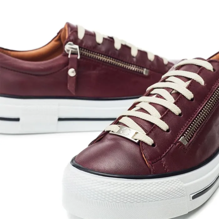 Moda In Pelle Filician Burgundy Leather Women Platform Trainers