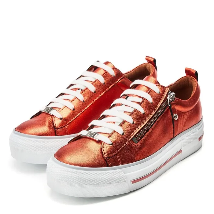 Moda In Pelle Filician Orange Metallic Leather Women Casual Trainers