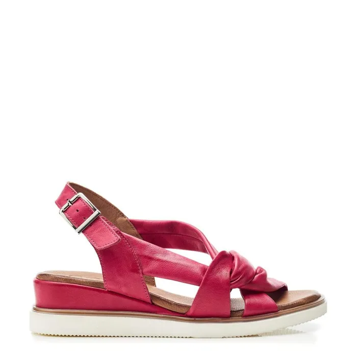 Moda In Pelle Fradel Raspberry Leather Women Wedge Sandals