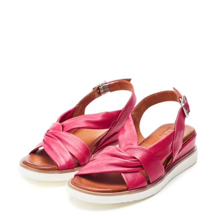 Moda In Pelle Fradel Raspberry Leather Women Wedge Sandals