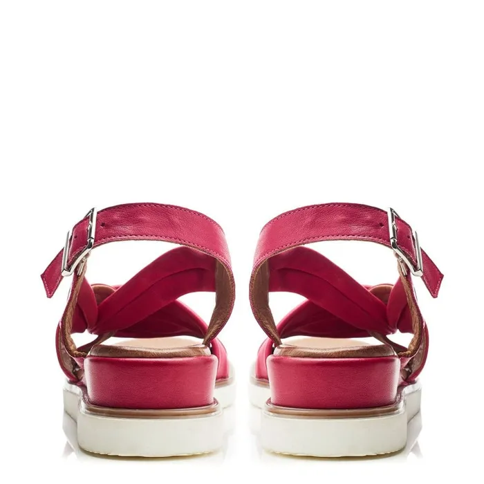 Moda In Pelle Fradel Raspberry Leather Women Wedge Sandals