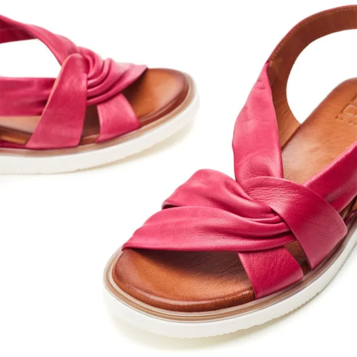 Moda In Pelle Fradel Raspberry Leather Women Wedge Sandals