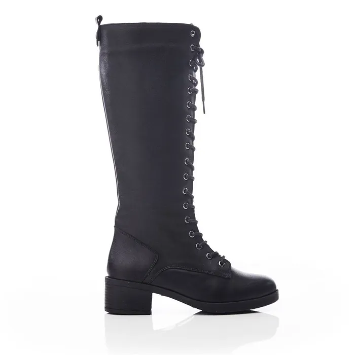 Moda In Pelle Galliana Black Leather Women Heeled And Wedge Boots