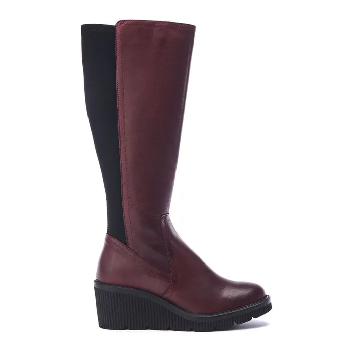 Moda In Pelle Harpette Burgundy Leather Women Knee High Boots