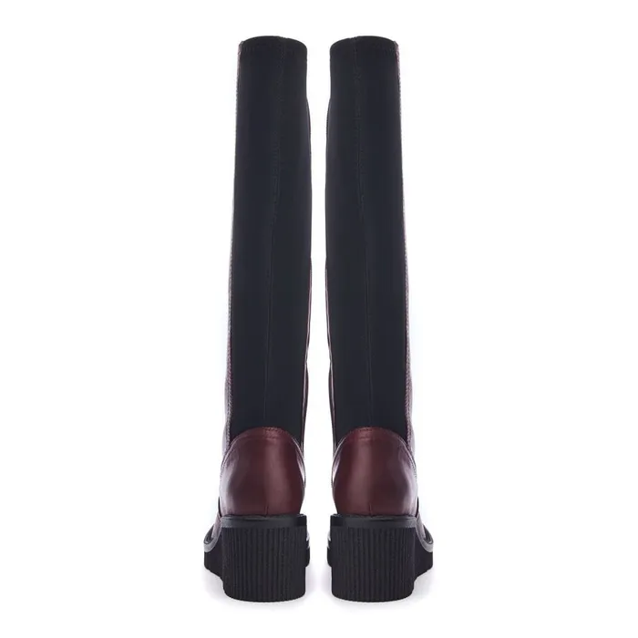 Moda In Pelle Harpette Burgundy Leather Women Knee High Boots