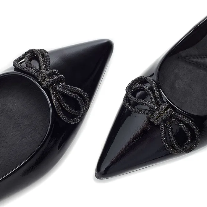 Moda In Pelle Hermionee Black Patent Leather Women Flat And Ballerina Shoes