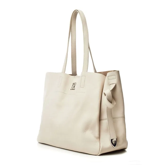 Moda In Pelle Indiana Bag Off White Leather Women Tote Bags