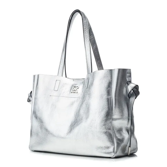 Moda In Pelle Indiana Bag Silver Leather Women Tote Bags