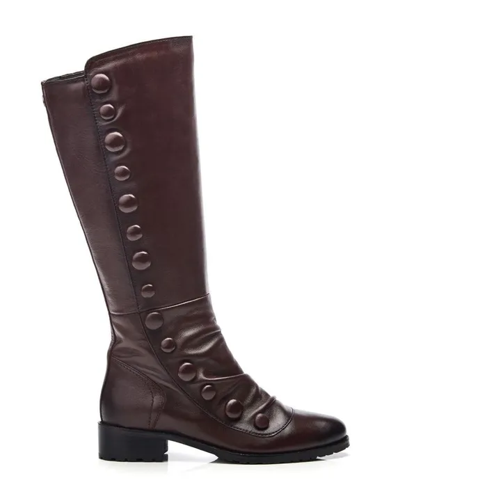 Moda In Pelle Irenne Burgundy Leather Women Knee High Boots