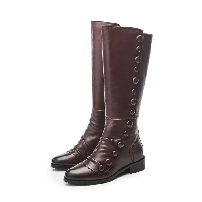 Moda In Pelle Irenne Burgundy Leather Women Knee High Boots