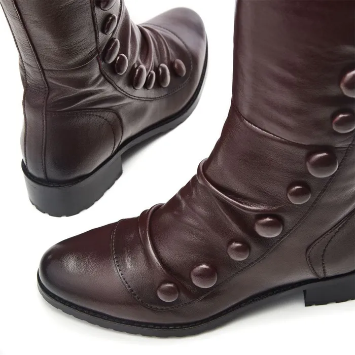 Moda In Pelle Irenne Burgundy Leather Women Knee High Boots