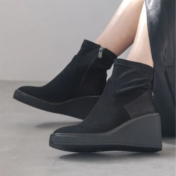 Moda In Pelle Kallie Black Alcantara Women Heeled And Wedge Boots