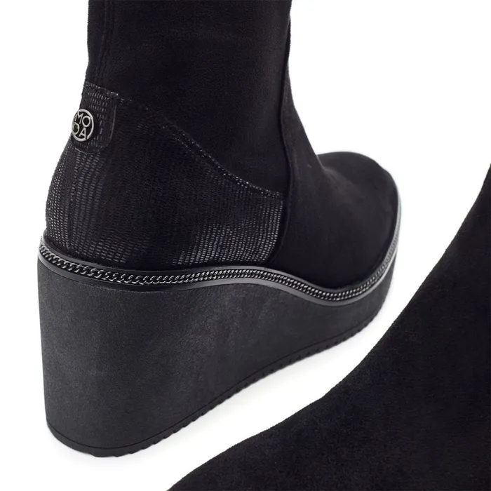 Moda In Pelle Kallie Black Alcantara Women Heeled And Wedge Boots