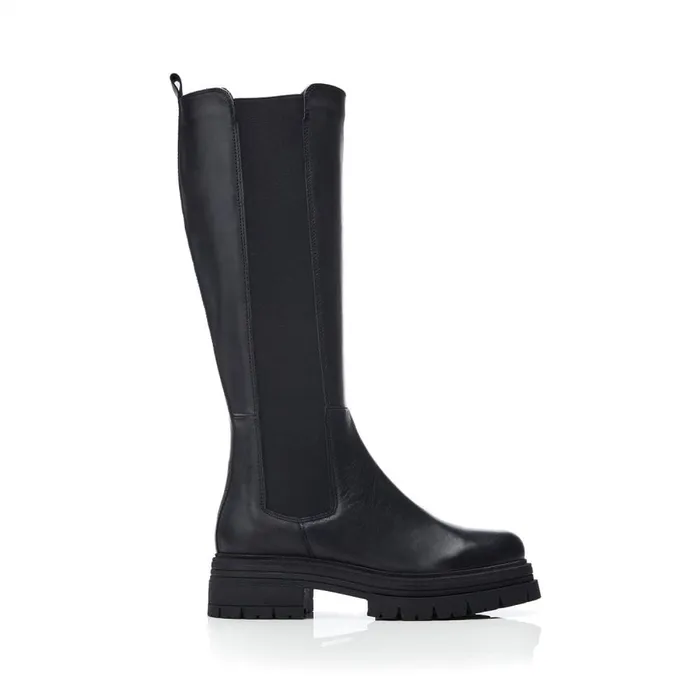 Moda In Pelle Linnea Black Leather Women Heeled And Wedge Boots