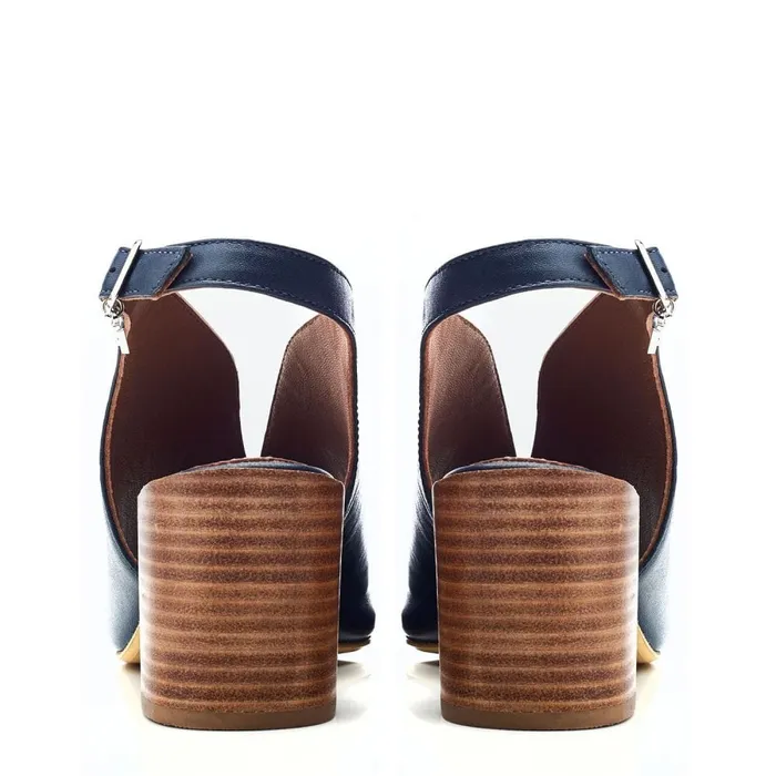 Moda In Pelle Lonnia Navy Leather Women Heeled Sandals