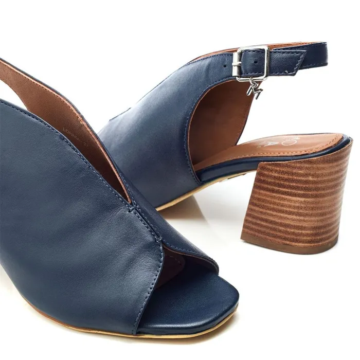 Moda In Pelle Lonnia Navy Leather Women Heeled Sandals