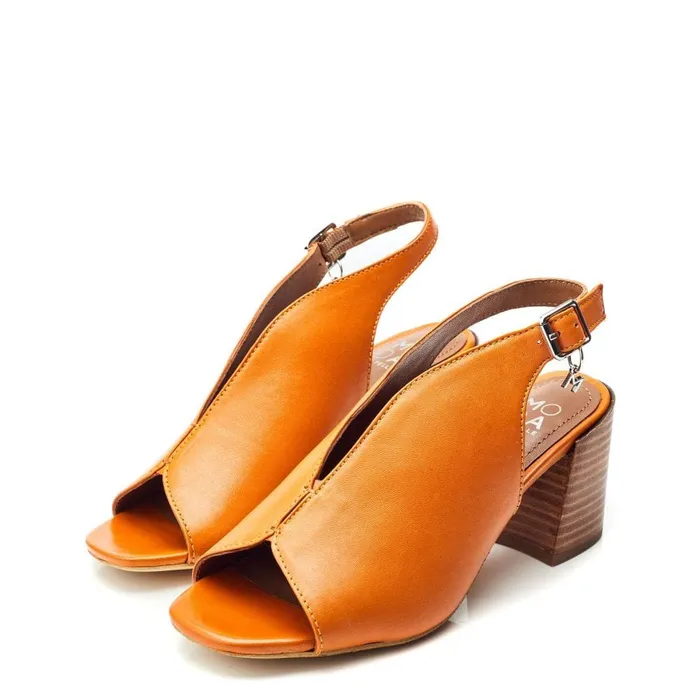 Moda In Pelle Lonnia Orange Leather Women Heeled Sandals