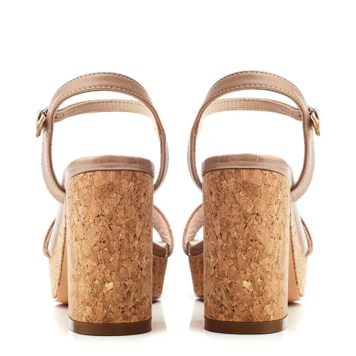Moda In Pelle Lysha Taupe Patent Mocc Croc Women Heeled Sandals