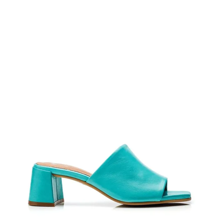 Moda In Pelle Mikia Turquoise Leather Women Heeled Sandals