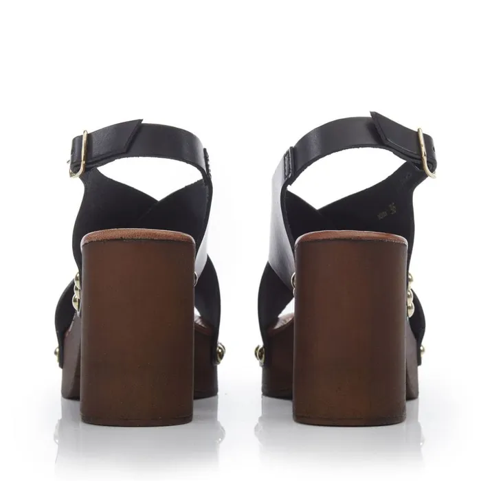 Moda In Pelle Moana Black Leather Women Heeled Sandals