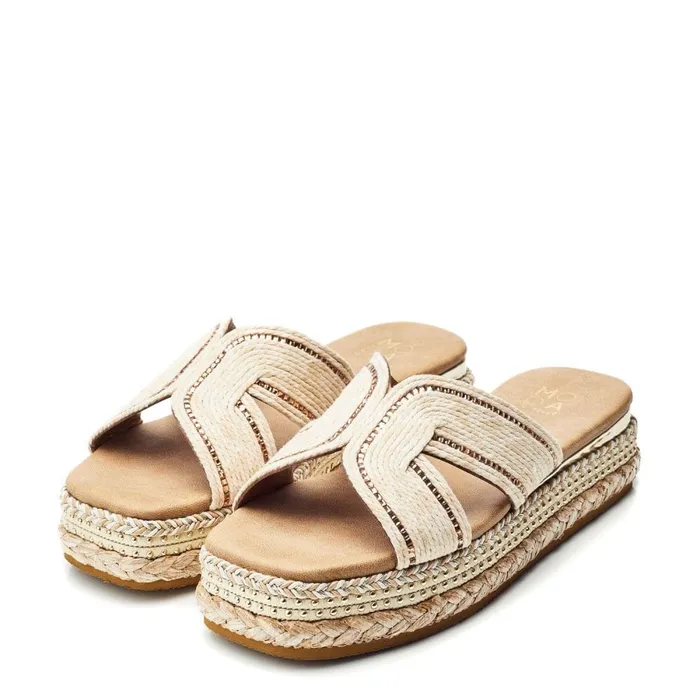 Moda In Pelle Naiah Off White Textile Women Flatform Sandals