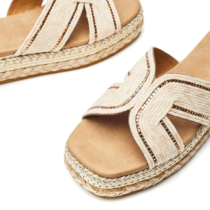 Moda In Pelle Naiah Off White Textile Women Flatform Sandals