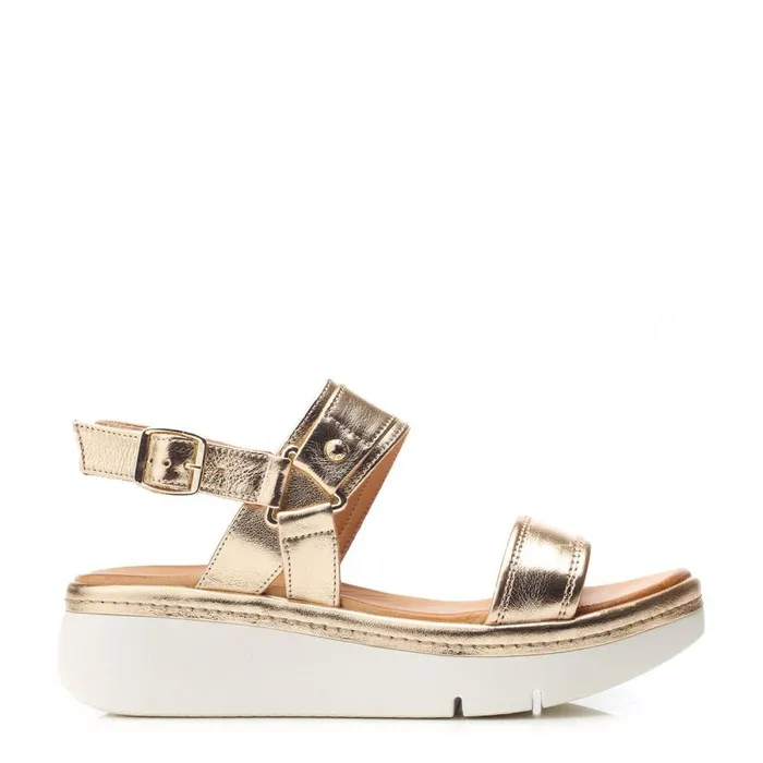 Moda In Pelle Nelly Gold Leather Women Wedge Sandals